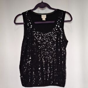 Chico's Sparkling Black Sequin Tank Top Size Chico's 1 US M